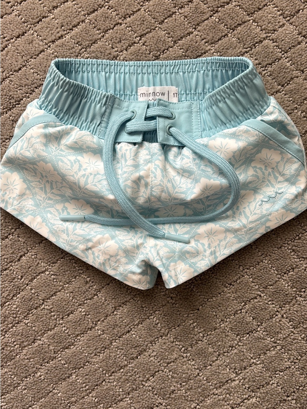 Minnow 
 Light Blue Floral Drawstring Swim Shorts
Size 1